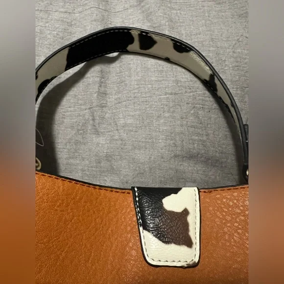 Awesome, NWOT Tan with Cow Decor Handle is a UnBranded Shoulder Bag/Cross Body. - Picture 3 of 16